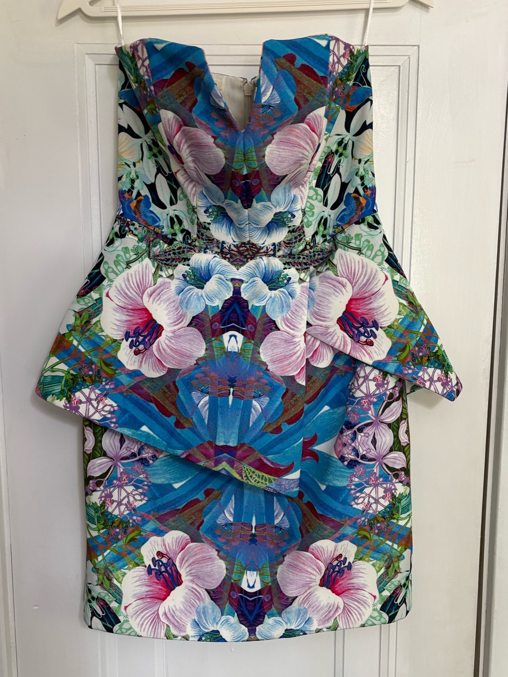 NWOT Finders Keepers for Anthropologie Floral Strapless Peplum Mini Dress Size S - Picture 2 of 8